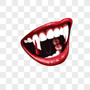 吸血鬼牙齿嘴唇红色卡通图片