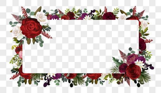 花卉红白玫瑰花朵边框图片