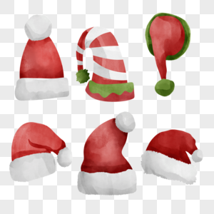 圣诞帽红色水彩风格图片