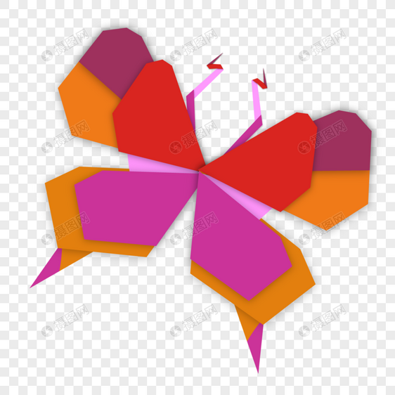 蝴蝶折纸彩色手工制作图片