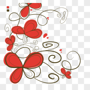 花卉抽象线稿红色花瓣线条涂鸦图片