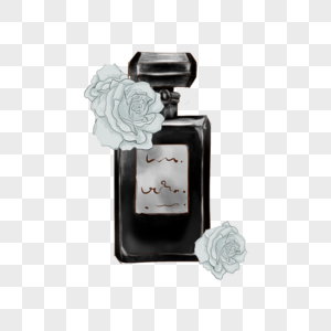 香水瓶水彩黑色优雅图片