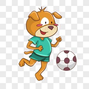 卡通动物狗踢足球运动形象图片