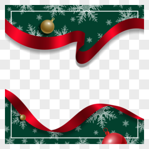 红色丝带圣诞冬季雪花边框图片