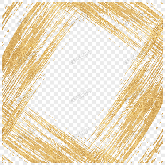 手绘涂鸦线条金色笔刷抽象边框图片