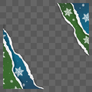 蓝绿色底纹雪花撕纸剪纸边框图片