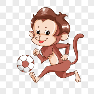 卡通运动猴子踢足球形象图片