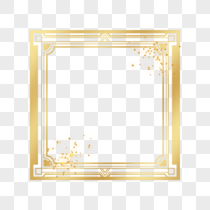 正方形金色质感花卉边框图片