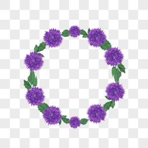 水彩紫色花卉大丽花花环婚礼边框图片