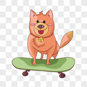 卡通可爱运动玩滑板的狗狗图片
