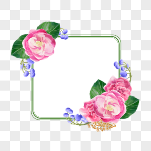 时尚水彩海棠花卉边框图片