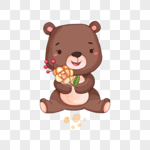 小熊和花朵图片