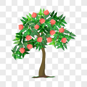 粉色桃子卡通水果树高清图片