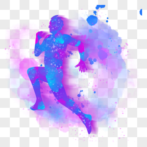 男奔跑运动动感水彩画晕染图片