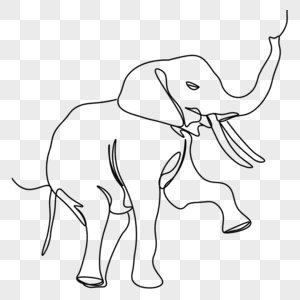 抽象线条画动物大象图片