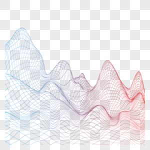 抽象多变山脉形状蓝红渐变线条高清图片