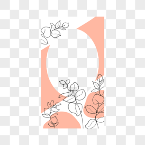 手绘花卉粉红色几何抽象夏季边框图片