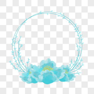 蓝色花朵水彩花卉边框图片