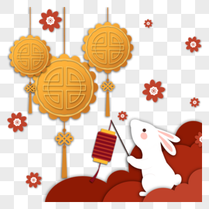 中秋节卡通兔子图片