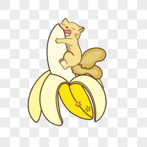 香蕉可爱黄色小喵咪图片