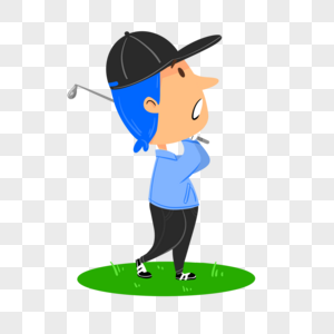 打高尔夫球复古男孩美漫卡通人物图片