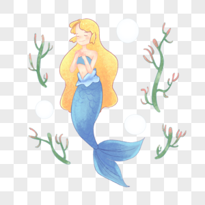 可爱卡通水彩美人鱼神话幻想高清图片素材