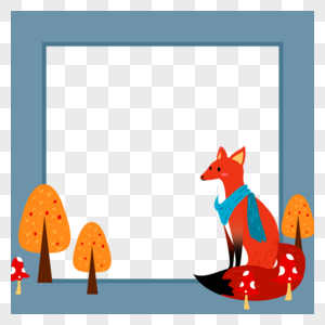 蘑菇红色小狐狸卡通动物facebook边框高清图片