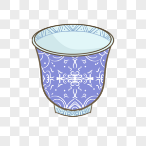 青花瓷图案茶杯高清图片