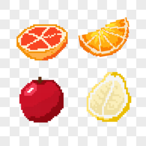 电子游戏里的像素水果苹果柚子图片