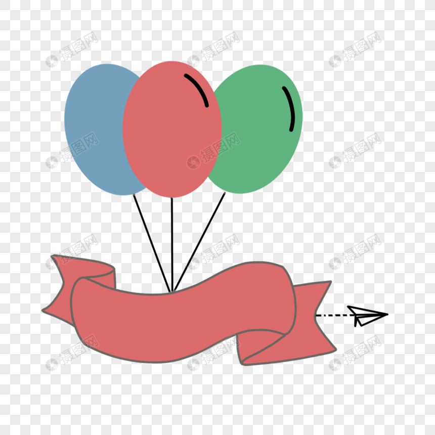 卡通彩带气球抽象线条动物涂鸦图片
