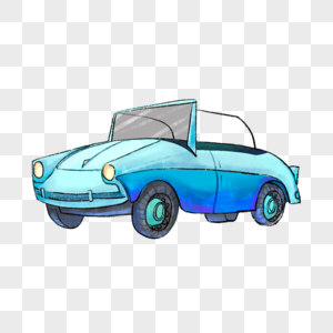 水彩复古汽车蓝色图片