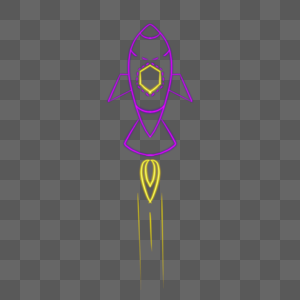 霓虹宇宙飞船紫色升空火箭图片