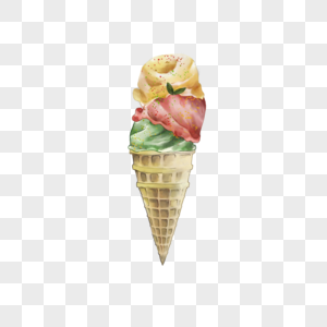水彩夏季三色冰淇淋图片