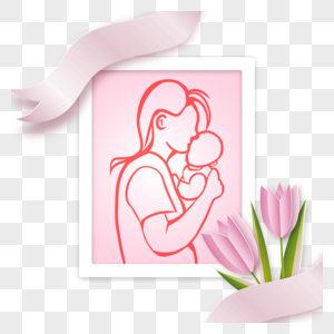 母亲节花卉方形相框剪影图片
