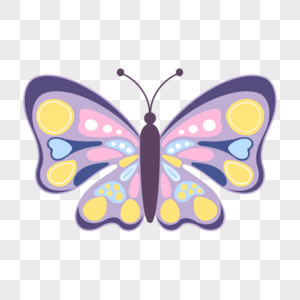 多彩紫黄色花纹蝴蝶图片