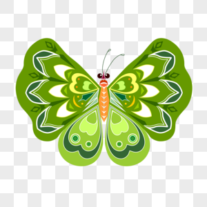 多彩图案绿色翅膀蝴蝶图片