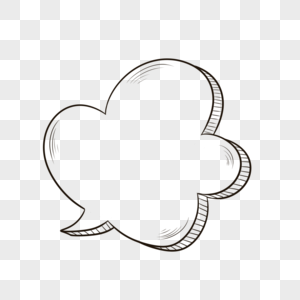 简约黑白线稿云朵气泡对话框图片