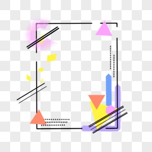 抽象几何三角黑色线条孟菲斯边框图片
