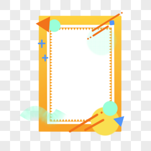 橘黄色边框抽象几何孟菲斯图片