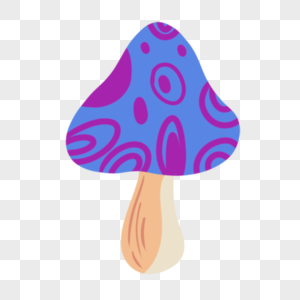 紫色花纹蘑菇卡通嬉皮士贴纸图片