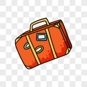 手绘橙色旅行箱图片