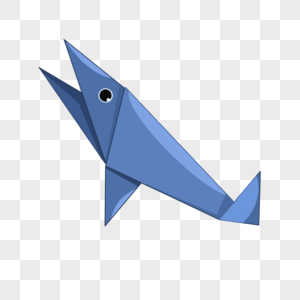 蓝色鲨鱼创意折纸动物图片