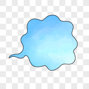 蓝色云朵水彩气泡对话框图片