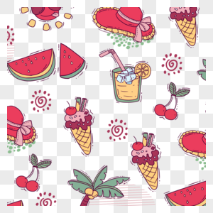 卡通彩色夏季冷饮水果背景图片