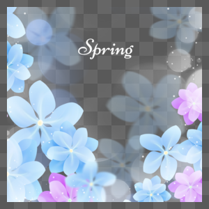 透明淡蓝色光效花卉边框图片