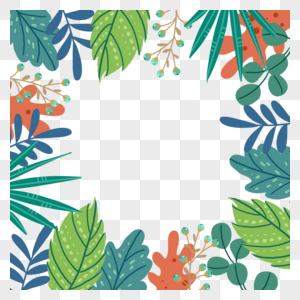 绿色夏季植物叶片边框图片