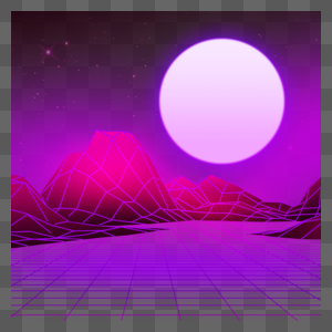 月亮圆球立体山脉紫色抽象科技光效图片