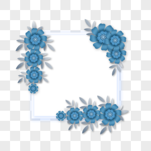 剪纸花卉矩形边框高清图片