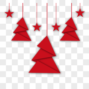 折叠红纸圣诞树图片