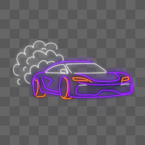 霓虹灯效发光紫色汽车图片